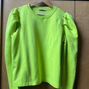 ZARA NEON STUDDED SWEATSHIRT WITH BALLOON SLEEVES MEDIUM.